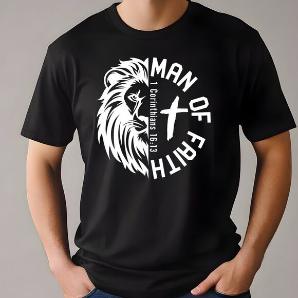 Men Christian Shirt Man of God Tee Faith Graphic Print Tshirt Unisex - Picture 1 of 2